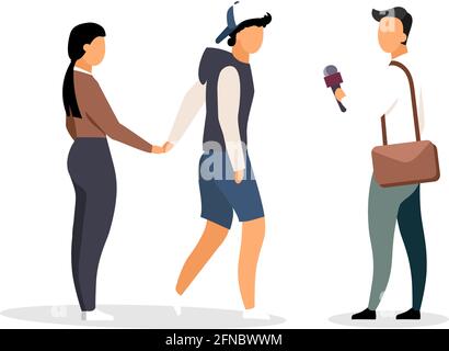 Interviewing random strangers flat color vector faceless characters Stock Vector