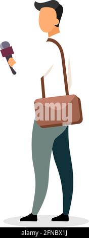 Journalist flat color vector faceless character Stock Vector