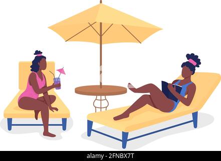 Summer party for teens flat color vector faceless characters Stock Vector