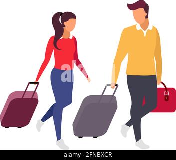 Romantic couple travel flat color vector faceless characters Stock Vector
