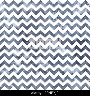 Watercolor blue striped zig zag seamless background on the white Stock Photo