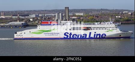 Stena Line Ferry leaving Liverpool for Belfast Stock Photo