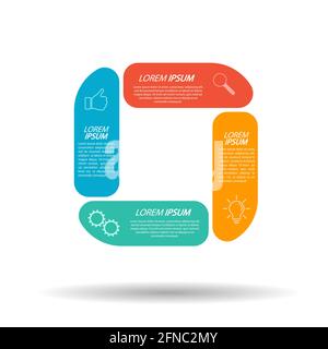 Infographic template with visual icons. 4 stages of business, training, marketing or financial success. Vector illustration Stock Vector
