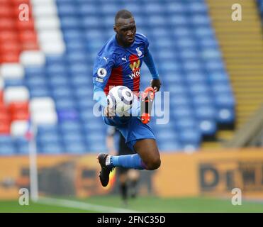 London, UK. 16th May, 2021. Christian Benteke of Crystal Palace leaps up to control the ball during the Premier League match at Selhurst Park, London. Picture credit should read: David Klein/Sportimage Credit: Sportimage/Alamy Live News Stock Photo