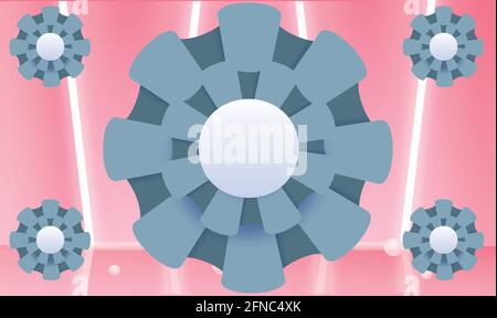 big and small circle flower on abstract pink background Stock Vector
