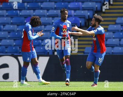 London, UK. 16th May, 2021. Wilfried Zaha of Crystal Palace celebrates scoring their second goal during the Premier League match at Selhurst Park, London. Picture credit should read: David Klein/Sportimage Credit: Sportimage/Alamy Live News Stock Photo