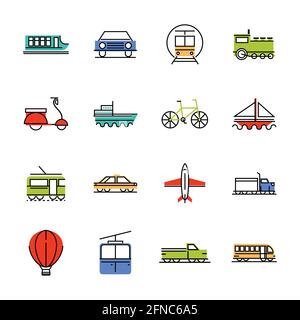 transport line fill set Stock Vector