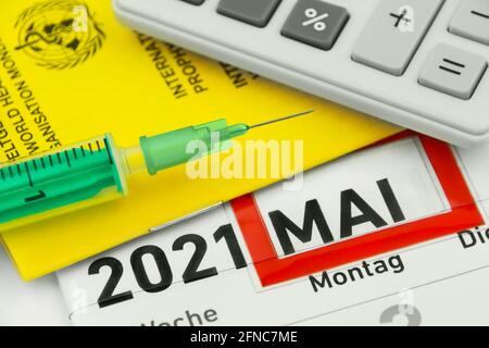 Corona Pandemie Impfung und Kalender Mai 2021 mit Rechner
