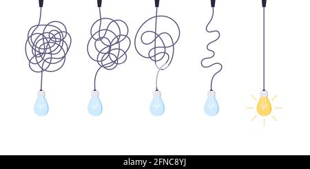 Chaos simplifying, problem solving and business solutions idea searching concept vector illustration. Stock Vector