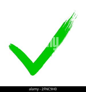 Dirty grunge hand drawn tick v with brush strokes vector illustration. Stock Vector