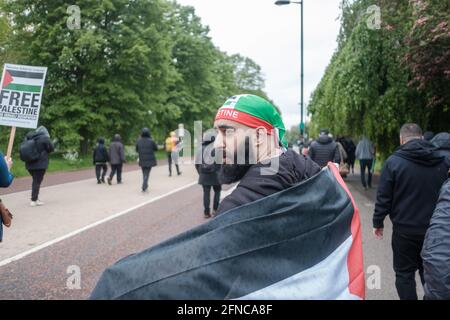 May 15th 2021, around 150,000 people attend the  March for Palestine protest; they converged at the Israeli Embassy but were blocked and eventually Stock Photo