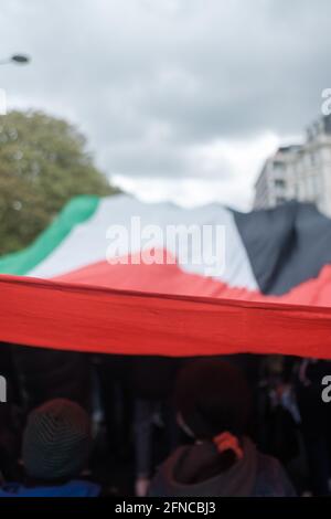 May 15th 2021, around 150,000 people attend the  March for Palestine protest; they converged at the Israeli Embassy but were blocked and eventually Stock Photo