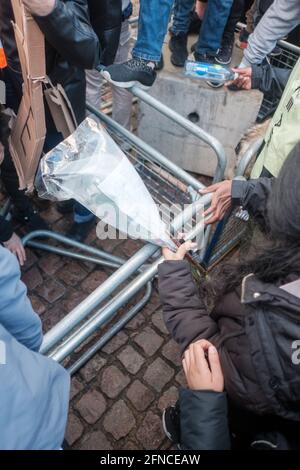 May 15th 2021, around 150,000 people attend the  March for Palestine protest; they converged at the Israeli Embassy but were blocked and eventually Stock Photo