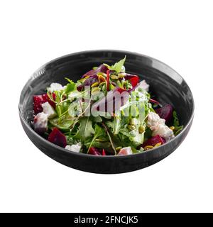 Isolated bowl of beetroot salad with feta cheese Stock Photo
