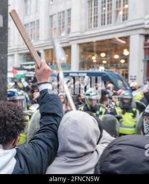 May 15th 2021, around 150,000 people attend the  March for Paleistine protest; they converged at the Israeli Embassy but where blocked and eventually Stock Photo