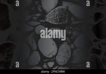 Luxury black metal gradient background with distressed stones, rocks, pebbles, macadam texture. Vector illustration Stock Vector