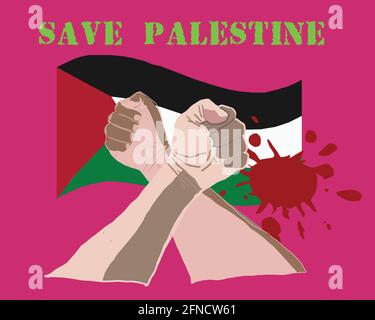 Palestine lives matter movement protesting claiming for anti racism and equal human rights Stock Vector