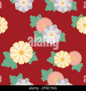Japanese pattern. Traditional floral motif. Design for prints, fabric, poster and wallpaper. Vector illustratin. Stock Vector