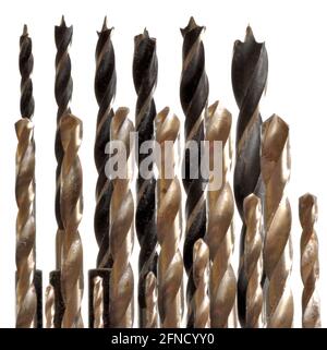 A close up image of 18 drill bits Stock Photo