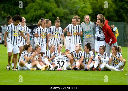 Rome, Italy, 16 May, 2021 The Juventus woman players celebrate the victory at the end of the match Roma vs Juventus Serie A League dedicating the victory to te injured Linda Sembrant Credit:Roberto Ramaccia/Alamy Live News Stock Photo