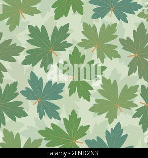 Trendy decorative vector seamless floral ditsy pattern design of geranium leaves. Elegant repeating cranesbills leaves background for textile Stock Vector
