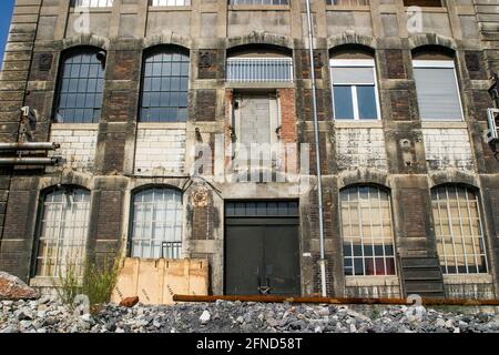 Ongoing urban renewal works at former GIAT military equipments factory, Saint-Etienne, Loire, AURA, France Stock Photo