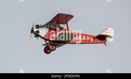 1929 Southern Martlet ‘G-AAYX’ airborne at the Season Premiere Drive-in Airshow at Shuttleworth, Old Warden on the Sunday 2nd May 2021 Stock Photo