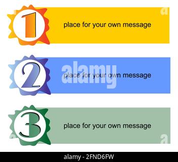 Presentation of the working process in three steps with stripes for text placement Stock Vector
