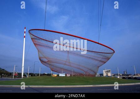 She Changes sculpture by artist Janet Echelman, Matosinhos, Portugal Stock Photo