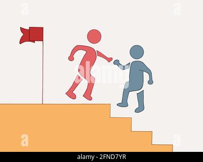 Coaching-mentoring -instructor-teacher concept.Skills in counseling or teaching.Businessman with personal mentor and corporate trainer.Training course Stock Vector