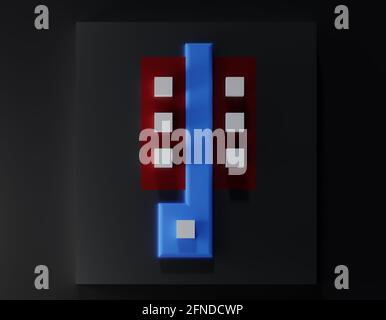 CMOS transistor structure. n-type metal–oxide–semiconductor field-effect transistor simulated. Basic building block of a microchip. 3D Rendering. Stock Photo