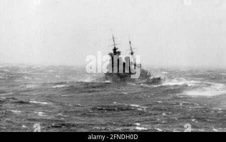 HMS King George V Rolling in Heavy Seas Stock Photo