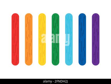 Rainbow color popsicle stick for game or ice cream set. Stock Vector