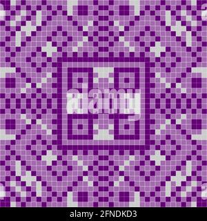 Purple tile with square mosaic, abstract decorative element in vintage style Stock Vector