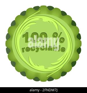 Label for recyclable and eco friendly products in green circle Stock Vector