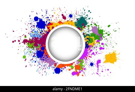 Round multi-colored frame from spots of paint. Background from blots. Grunge Design Element. Brush Strokes. Vector illustration Stock Vector