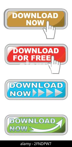 Set of web buttons for download in four color variants Stock Vector