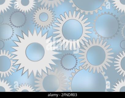 Techno background with the composition gear wheels in blue and gray metal design Stock Vector