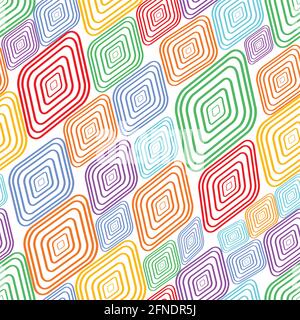Abstract seamless colorful background with outline rhombus in rainbow colors Stock Vector