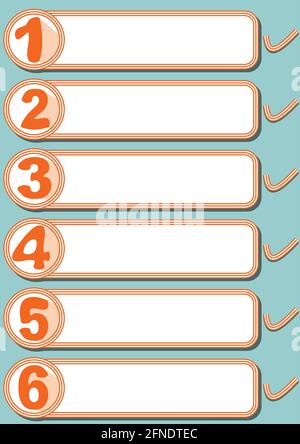 Graphical presentation of the working process in six steps in simple modern design with artistic numbers Stock Vector