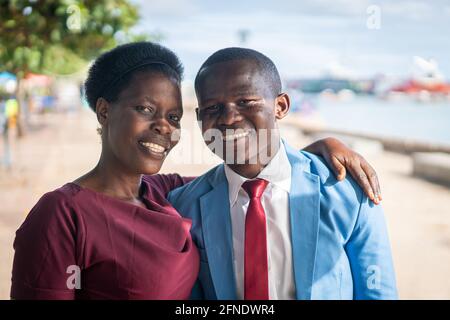 Black African man and woman portrait with love Stock Photo