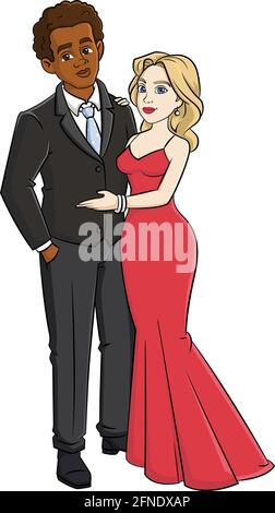 Cartoon vector illustration of an interracial couple Stock Vector