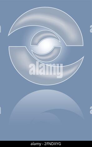 Abstract metal 3d circle shape with mirror reflection. Isolated design convex element vector eps10 Stock Vector