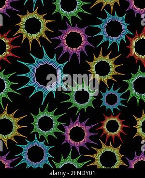 Dark seamless background with irregular colorful star shapes, vector eps10 Stock Vector