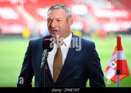 ENSCHEDE, NETHERLANDS - MAY 16: Head Coach Ron Jans of FC Twente before the match during the Dutch Eredivisie match between FC Twente and ADO Den Haag Stock Photo