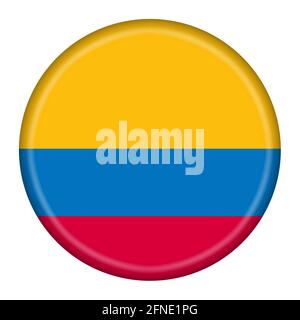 Colombia flag button 3d illustration with clipping path Stock Photo