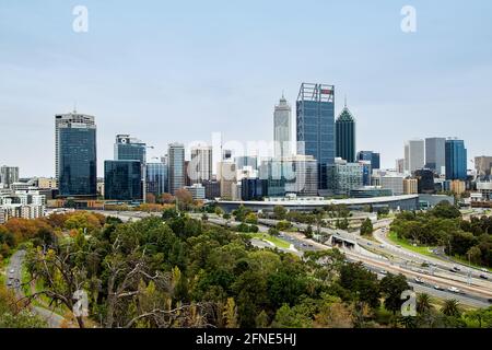 Perth City viewed from Kings Park, Western Australia Stock Photo