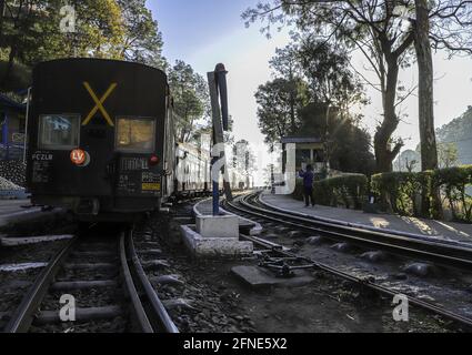 kalka shimla railway track in himachal pradesh. Stock Photo