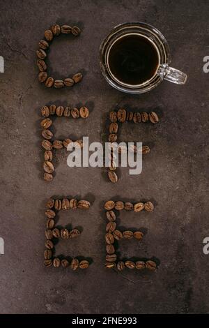 Coffee, letters made from coffee beans Stock Photo