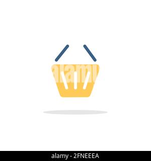 Empty shopping basket. Color icon with shadow. Commerce glyph vector illustration Stock Vector